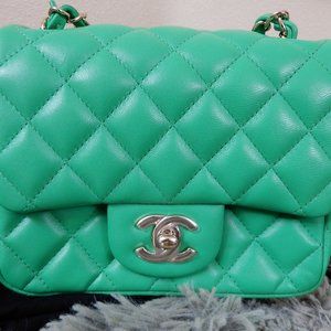 CHANEL 20S Mini FLAP BAG Green, Gold Hardware , Crossbody / shoulder bag
